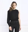Karl Lagerfeld Iridescent Asymmetric Sweater In Black