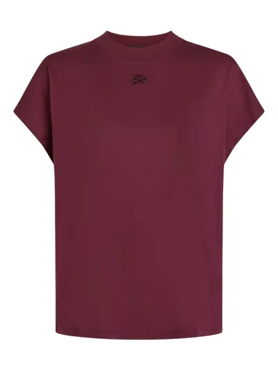 Karl Lagerfeld Autograph Embroidered Crew-neck T-shirt In Brown