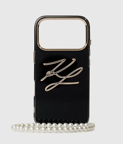 Karl Lagerfeld Autograph Faux-pearl Strap Iphone 17 Pro Case
