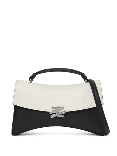 Karl Lagerfeld Autograph Leather Crossbody Bag In White