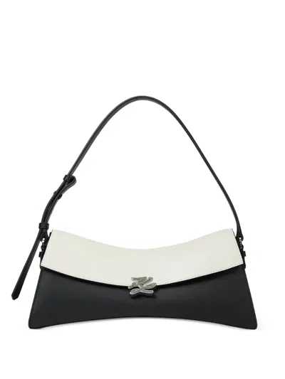 Karl Lagerfeld Autograph Leather Shoulder Bag In Black