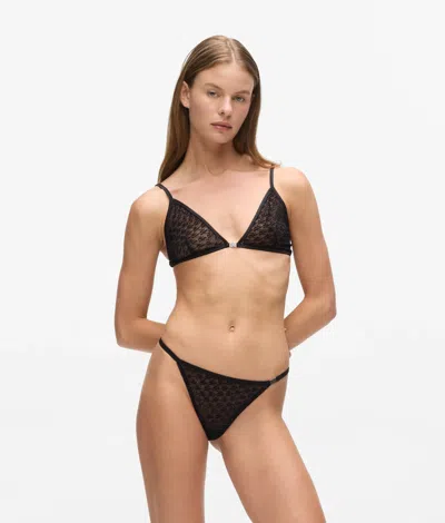 Karl Lagerfeld Autograph Mesh Thong In Black