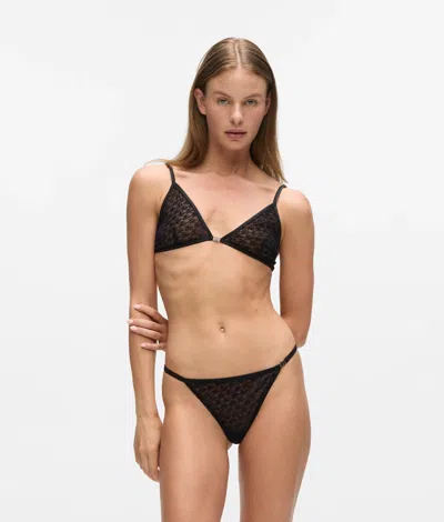 Karl Lagerfeld Autograph Mesh Triangle Bra In Black