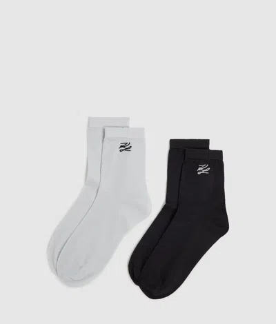 Karl Lagerfeld Autograph Metallic Socks – 2 Pack In Black