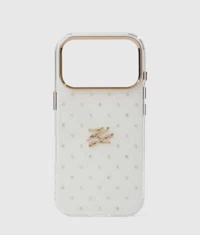 Karl Lagerfeld Autograph Rhinestone Iphone 17 Pro Case