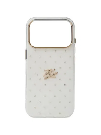 Karl Lagerfeld Autograph Rhinestone Iphone 17 Pro Case In Multi
