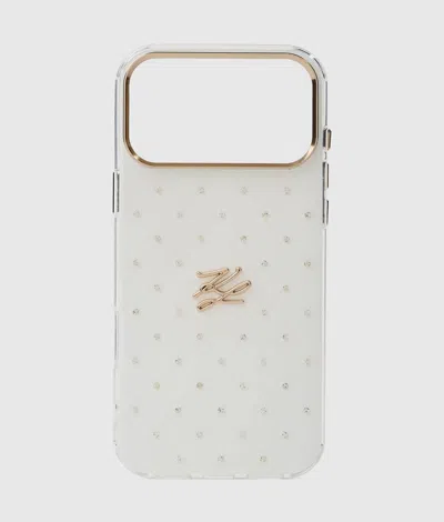Karl Lagerfeld Autograph Rhinestone Iphone 17 Pro Max Case
