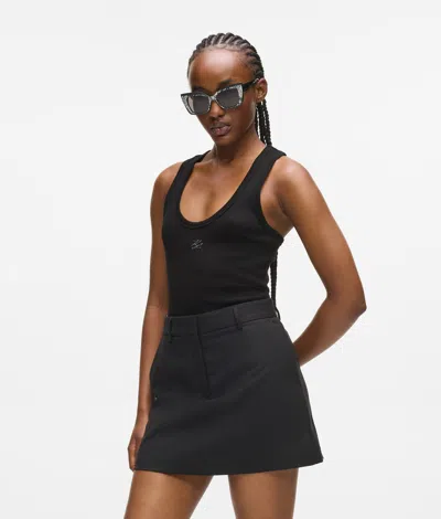 Karl Lagerfeld Autograph Ribbed Tank Top In Black