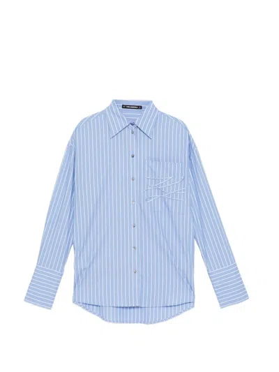Karl Lagerfeld Autograph Striped Shirt In Blue
