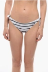 Karl Lagerfeld Awning Striped Bikini Bottom With Knotted Laces