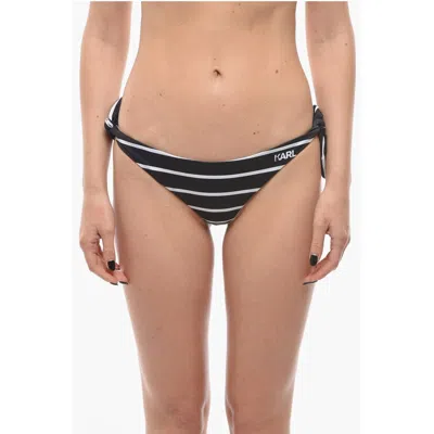 Karl Lagerfeld Awning Striped Bikini Bottom With Knotted Women's Laces