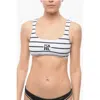 Karl Lagerfeld Awning Striped Two-tone Plunge Bikini Top
