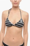 Karl Lagerfeld Awning Striped Two-tone Triangle Bikini Top