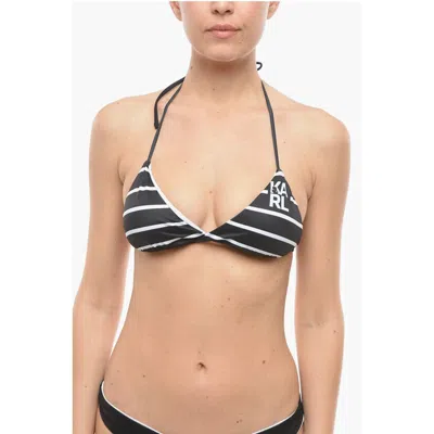 Karl Lagerfeld Awning Striped Two-tone Triangle Bikini Women's Top