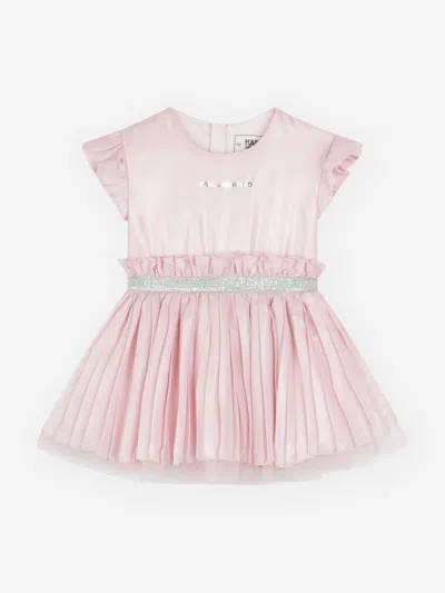 Karl Lagerfeld Kids'  Baby Girls Logo Occasion Dress In Pink