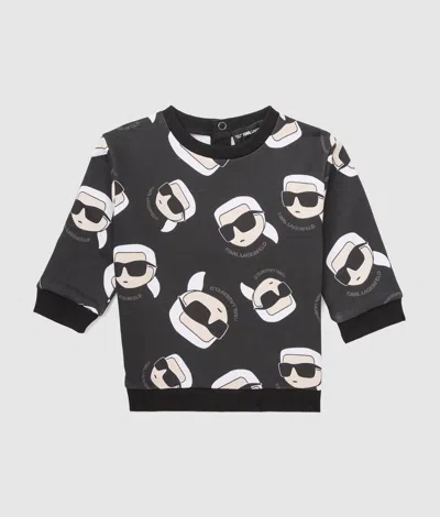 Karl Lagerfeld Baby Ikon All-over-print Sweatshirt In Black
