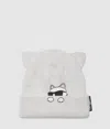 Karl Lagerfeld Baby Ikon Choupette Beanie In White