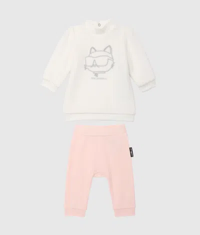 Karl Lagerfeld Baby Ikon Choupette Dress And Leggings Set In Pink