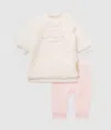 Karl Lagerfeld Baby Ikon Dress And Leggings Gift Set In Pink