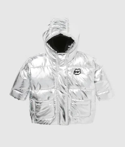 Karl Lagerfeld Baby Ikon Puffer Jacket In Gray