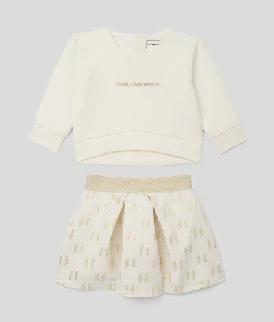 Karl Lagerfeld Baby Kl Monogram T-shirt And Skirt Set In Nude