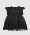 Karl Lagerfeld Baby Rhinestone Mesh Dress In Black
