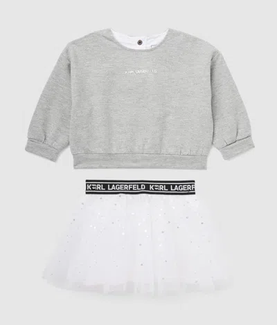 Karl Lagerfeld Kids' Baby Sweatshirt And Skirt Gift Set In Gray
