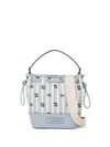 Karl Lagerfeld Striped Light Blue White Bucket Bag In Blue