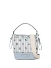 Karl Lagerfeld Striped Light Blue White Bucket Bag In Blue