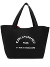 Karl Lagerfeld Rue St-guillaume Canvas Tote Bag In Black