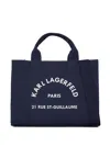 Karl Lagerfeld Navy Canvas Tote Bag In Black