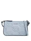 Karl Lagerfeld Ikon Perforated Crossbody Pouch In Blue