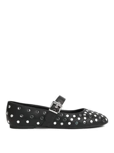Karl Lagerfeld Karo Mirror Studs Ballet Flats In Black