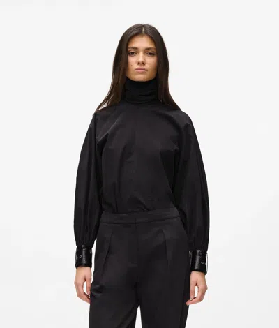 Karl Lagerfeld Balloon Sleeve Blouse In Black