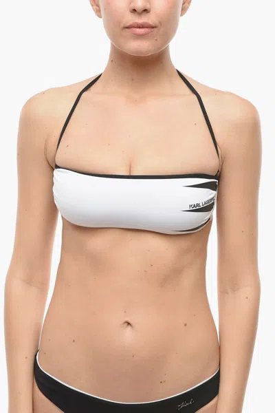Karl Lagerfeld Bandeau Bikini Top With Contrasting Trim In Multi