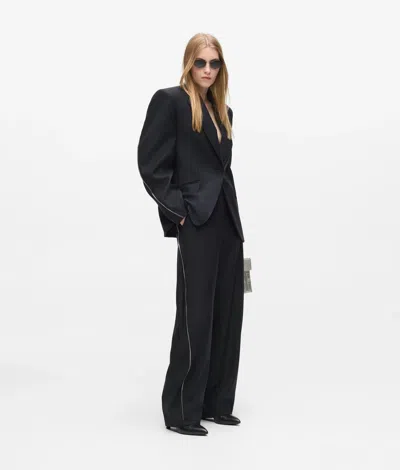 Karl Lagerfeld Barrel-leg Zip Pants In Black