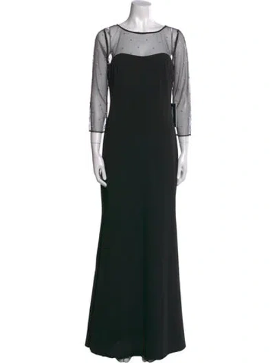 Pre-owned Karl Lagerfeld Bateau Neckline Long Dress In Black