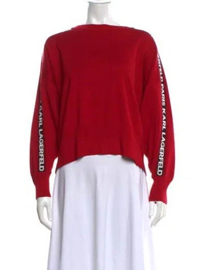 Pre-owned Karl Lagerfeld Bateau Neckline Sweater In Red