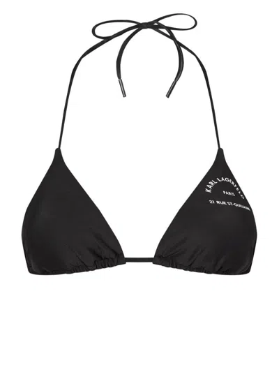Karl Lagerfeld Rue St-guillaume Triangle Bikini Top In Black