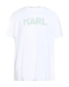 Karl Lagerfeld Beachwear Man T-shirt White Size Xxl Organic Cotton In Brown