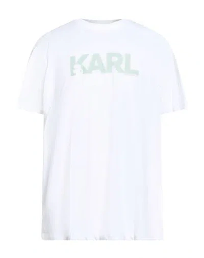 Karl Lagerfeld Beachwear Man T-shirt White Size Xxl Organic Cotton In Brown