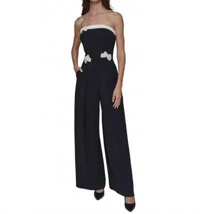 Karl Lagerfeld Beaded-bow Strapless Jumpsuit In Black