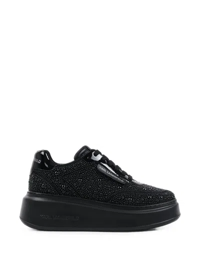Karl Lagerfeld Bead-embellished Platform Sneakers In Black