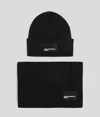 Karl Lagerfeld Beanie And Scarf Gift Set In Black