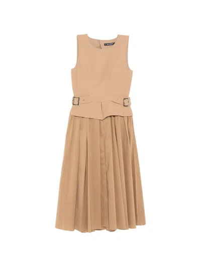 Karl Lagerfeld Belt-detail Midi Dress In Neutral