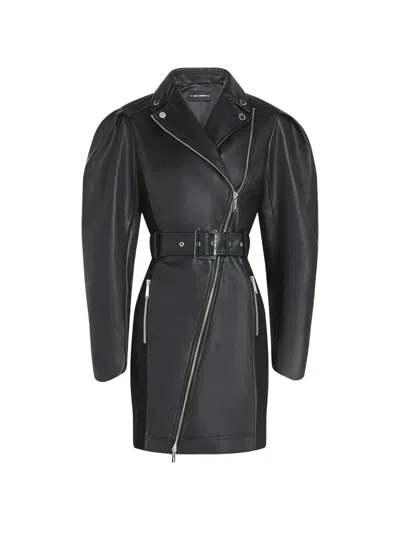 Karl Lagerfeld Belted Biker Mini Dress In Black