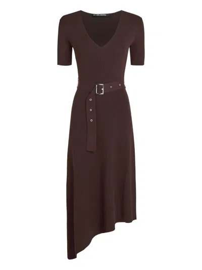Karl Lagerfeld 束腰针织中长连衣裙 In Brown