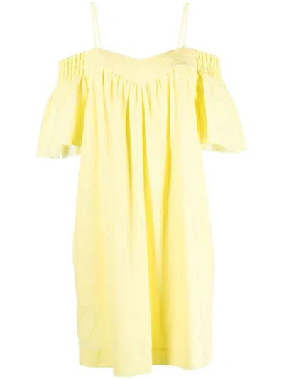 Karl Lagerfeld Belted Linen-blend Midi Dress In Yellow