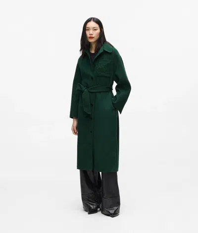 Karl Lagerfeld Belted Long Wool-blend Coat