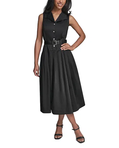 Karl Lagerfeld Belted Midi Dress In Blue